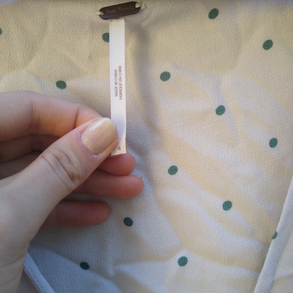 Free People All Yours Cream Green Polka Dot Wrap Bust Tie Mini Dress Small 4 - Picture 11 of 16